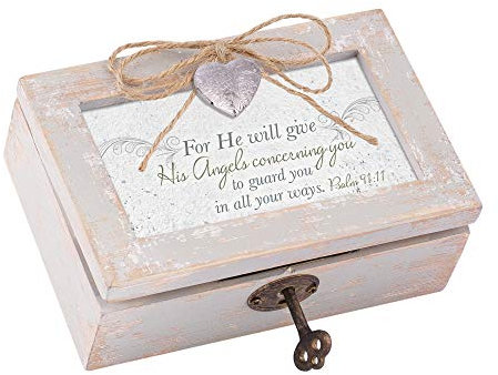 He Will Give Angels to Guard You, Holz-Medaillon, Schmuck, Spieluhr