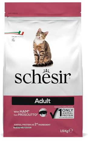 Schesir Adult, Alimento Secco Completo per Gatti Adulti, con Prosciutto, Vitamine Aggiunte, Senza Conservanti e Coloranti, 1,5 kg