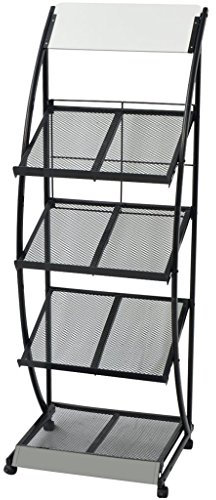 Festnight Prospektständer Prospekthalter aus Stahl A4 mit Rollen 47 x 40 x 134 cm