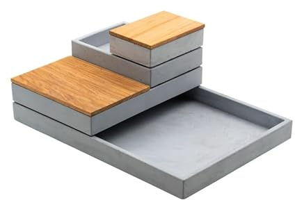 Gutmann DESIGN Ablagesystem aus Beton Ablageschalen Betonschale Dokumentenablage Schmuck Schreibtisch Organizer Ablage