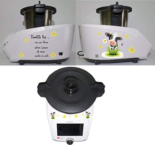 wodtke-werbetechnik Aufkleber für Monsieur Cuisine Connect Kuh, Transparent, 3 Teile, Selbstklebend, Abwaschbar, Digitaldruck