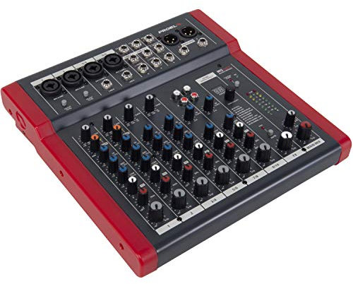 Proel MQ10FX - Mixer ultra compatto con 10 ingressi e 2 bus di uscita + FX effetti di qualità per Canto, Live e Karaoke, colore: Nero/Rosso (MQ10FX)