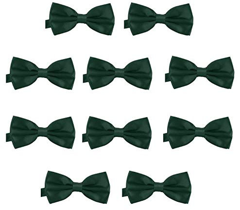 DonDon Set da 10 papillon da uomo 12 x 6 cm già legato e infinitamente regolabile – Verde scuro