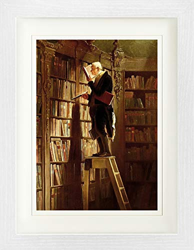1art1 Carl Spitzweg Poster Der Bücherwurm, 1850 Gerahmtes Bild Mit Edlem Passepartout | Wand-Bilder | Im Bilderrahmen 40x30 cm