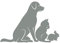 kleb-Drauf / 1 Hund, Katze und Hase/Grau - matt/Wandtattoo Wandaufkleber Wandsticker Aufkleber Sticker/Wohnzimmer Schlafzimmer Kinderzimmer Küche Bad/Deko Wände Glas Fenster Tür Fliese