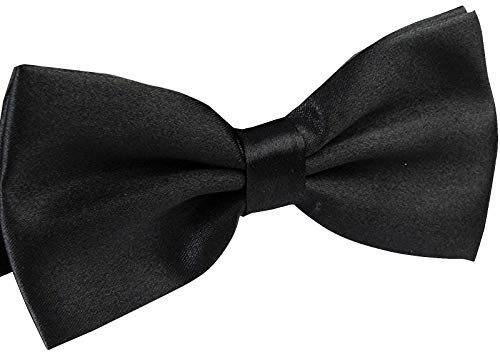 Noeuds papillon pré-attachés pour mariage Noeud papillon réglable Cravate (Noir)