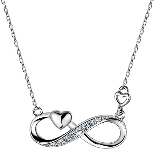 F.ZENI Damen Kette 925 Sterling Silber Unendlichkeit Kette Funkeln Kubisches Zirkonia Liebe für Immer Kette für Frauen Mädchen Schmuck Geschenk mit Geschenkbox