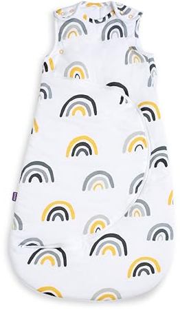 Snuz Pouch Baby Sleeping Bag - Super Soft Cotton, Makes Night Change Easier, Ideal Baby First Equipment Newborn - Perfect Baby Shower Gift, Mustard Rainbow 0-6 Months 2.5 Tog All Year Round