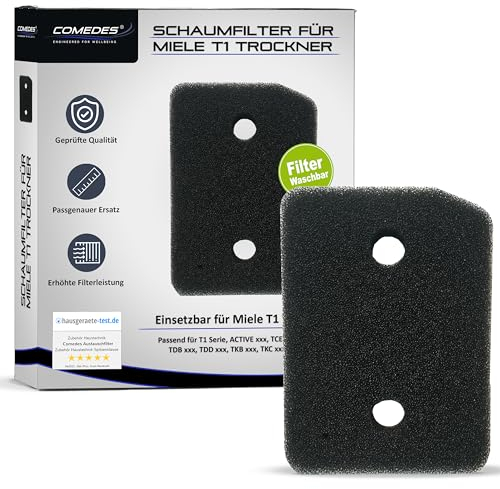 Comedes Filtro per lanugine Compatibile con Tutte Le asciugatrici a Pompa di Calore Miele T1 | può Essere Usato al Posto del Filtro Miele 9164761 (Set da 1)