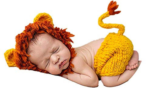 Newborn Baby Girl/Boy Crochet Knit Costume Photography Prop Hats and Outfits Mothers Day Gifts (Lion)