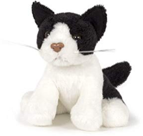 Stofftier Katze 13 cm, schwarz-weiß, Kuscheltiere Plüschtiere Katzen Kätzchen Kater Haustiere Tiere