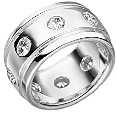 massiver Zirkonia Ring Silber Goldschmiedearbeit (Sterling Silber 925) - schwerer Silberring mit 8 rundum eingefassten Zirkonia Steinen