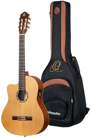 Ortega Guitars Family Pro Linkshänder E-Akustik Gitarre - Zeder, RCE131SN-L | 4/4 Nylonsaitengitarre, massive kanadische Rotzederndecke und Mahagoni-Korpus Satin-Finish, slim neck, inkl. Pro-Gigbag