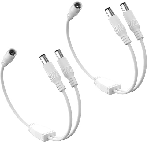 PAUTIX 2 Pack 5.5 x 2.1mm Power Splitter, Female to 2 Male Y Splitter DC Power Cable for LED Strip Light, CCTV, IP Camera, DVR, Router, Monitor