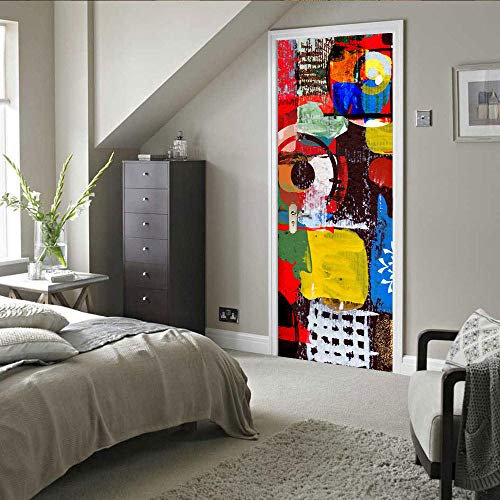 YQLKD Fototapete Türfolie Bemalte Graffiti-PVC-Wandaufkleber Selbstklebende wasserdichte Postertapete