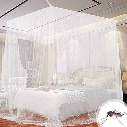 PiliStar Moustiquaire de lit carrée, Baldaquin en Polyester Lits, pour Double et Simple avec Outil d'installation, se protéger efficacement des moustiques, Blanc (2 * 2 1.8cm)