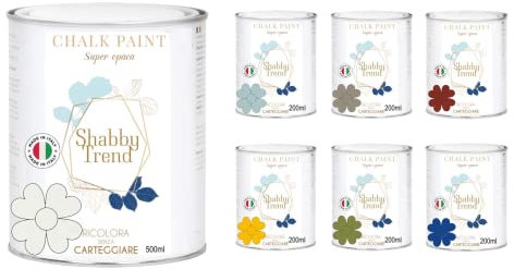 GENERICO SHABBY TREND® CHALK PAINT Pittura Shabby Chic Vintage Mobili Pareti Extra Opaca 120 VARIANTI (KIT_1700ML, MIXCOLOR)