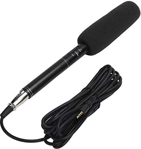 Microfono per Intervista a Condensatore Microfono per Registrazione Fotografica per Videocamere DSLR DV Camcorder, Microfono per Fotocamera con Supporto in Metallo, Copertura in Schiuma(Nero 28 cm)