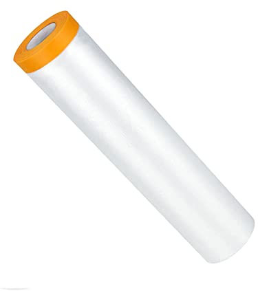 NOHJER 5m*20m Furniture Dust Sheet Roll, Pre-Taped Polyethylene Furniture Floor Protector Film (5m*20m)
