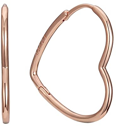 Geralin Gioielli Damen Ohrringe Rosegold Creolen 925 Silber 30mm Fashion Herz Ohrhänger Vintage