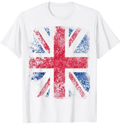 Bandera Vintage Union Jack Inglaterra Gran Bretaña Reino Unido Blanco Camiseta