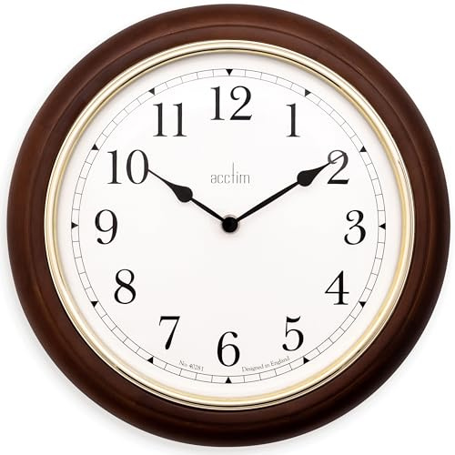 Acctim Winchester Wall Clock Quartz Crafted Wood Domed Glass Lens 31.5cm (Oak Wood)