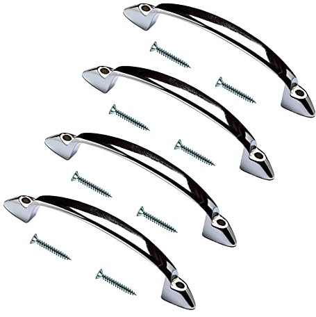 TERF® Traditional Polished Chrome D-Shape Front Fix Pull Handle 95mm (3.74 inch) Including Fixing Screw for Kitchen Cupboard Cabinet Drawer Wardrobe Door Pull Handle - Pack of 4