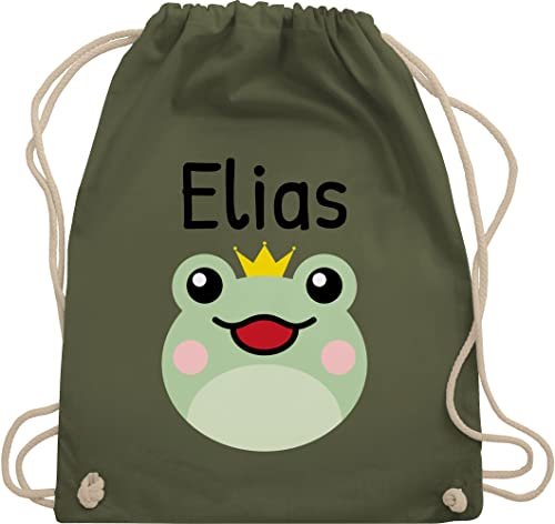 Turnbeutel Rucksack - Kinder Taschen Mädchen - Süßer Frosch - Unisize - Olivgrün - kitatüte wechselbeutel kindergarten kita name beutel wechselkleidung stoffbeutel wechselwäsche