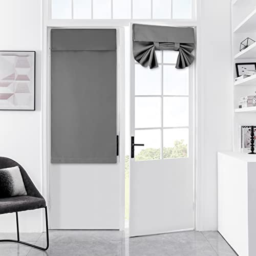 Meider Door Curtains for Door Window, French Door Curtains for Privacy, Easy Installed Tricia Door Panels,Front Door Sidelight Curtain Tie up Shade, Washable Curtain 1 Panel (Grey, 25 * 40(Inch))