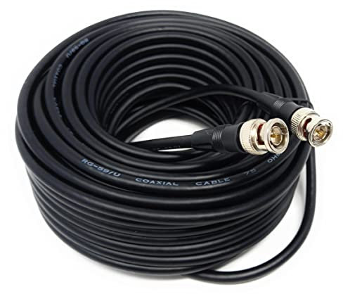 DRUT 20m BNC to BNC Cable Lead, Coaxial RG59/RG59U 75ohm for CCTV Video Camera, Male to Male Plugs 65ft
