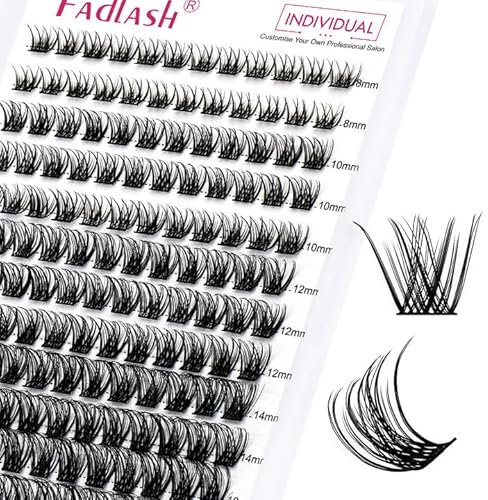 Faux Cils FADLASH Cluster Individuel Cils a Cils 144pcs 0.07D 8-16mm DIY Réutilisable Extension Cils Bouquet(F5)