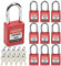 Bwintech 10 Stück 38MM verschlüsselt verschiedene rote Sicherheitsvorhängeschloss Lockout Tagout Schloss für Lock Out Tag Out Stationen und Geräte
