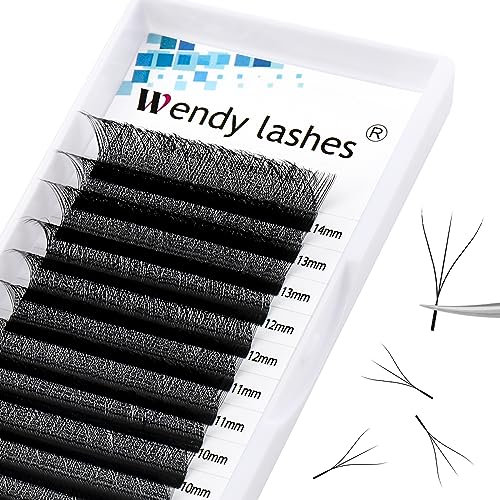 W Lash Extensions 3D Premade Fans Volume Lashes Mix8-14 0.07mm D Curl W-Shaped Lashes Refine the Roots of the Lashes and Extend 3 Tips Eyelash Extensions(W-0.07-D-814)