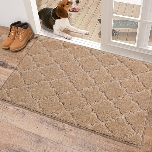 COSY HOMEER Fussmatte Innen 60 x 90 cm, Schmutzfangmatte Waschbar 1,5 cm Dicke, Eingangsteppich Sauberlaufmatte Hundeteppich Maschinenwaschbar für Flur, Küche, Hintertür, Beige