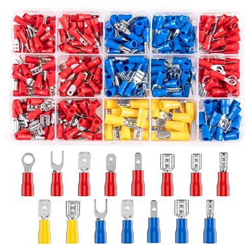 280 piezas Terminales Eléctricos, terminales faston 0,5 – 6,0 mm², surtido de terminales de cable para coche, conectores planos, conectores de cable