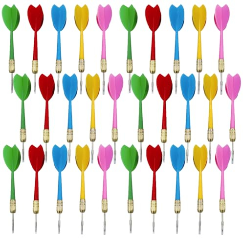 XPEX 20 Stück Dartpfeile, Dartpfeile Set mit Metallspitze, Dartpfeile Kinder,Professional Eisen-Kupferbeschichtung Tip Dartpfeile, Nadelspitze Darts, Barrel Bunte Darts-5 Farben (2)