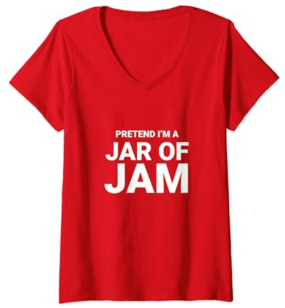 Pretend I’m A Jar of Jam, Jelly easy funny halloween costume V-Neck T-Shirt