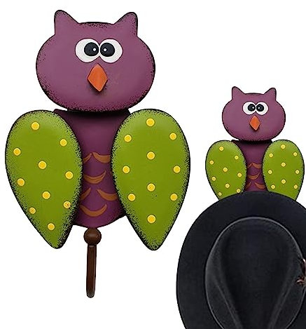 Holdes Eulen-Wandhaken, Eulen-Wandhalter, Lustiger Tier-Eisenkunst-Metallschlüsselhalter, Rustikale dekorative Kleiderhaken, Vintage-Eule, dekorative Wandhaken, Kleiderbügel für Mäntel, Hüte