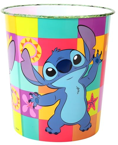 Zawadi Global Stitch Kids Childrens Waste Bucket Paper Bin Basket for Bedroom Study Desk Dustbin