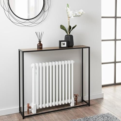 Console Table Free Standing Slim Design for Entryway, Hallway, Radiator Console Table With Metal Frame And Wooden Top