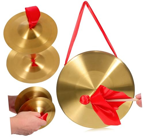 1 Set Gong Becken Gongs Tamburin Hand Gong Instrument Chinesische Becken Traditionelle Chinesische Gong Percussion Instrument Großes Gong Musikinstrument 15c Kupfer China Mini