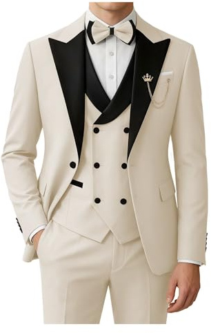 SPTALLFITJSV Men's Tuxedo Suit 3 Piece with Bow Tie