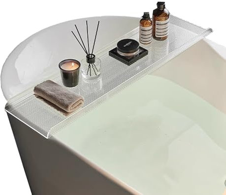 Badewannenablage aus Acryl, luxuriöser Badezimmer-Dusch-Organizer, Badezimmer-Organizer, Tablet-Halter, transparente Badewannenablage aus Acryl, rutschfest, verstellbar, für Wein, Bücher, Se