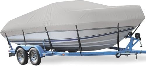 Hanured® Housse de Bateau Imperméable, Très résistante 600D de qualité Marine en Tissu Oxford, Anti-UV Bache Bateau pour Bateau à Coque V, tri-Coque, Yacht, Bateau de pêche