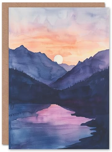 Artery8 Greeting Card Maroon Lake Atmospheric Sunset Mountain Landscape Blank For Him Or Her Art Birthday Card