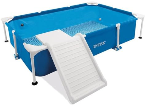 Intex 48404GN Piscine rectangulaire à Cadre pour Chien, Bleu, 229 x 152 x 45,7 cm