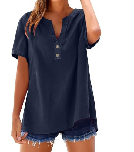 Rebajas Hoy Camisetas Botones Mujer Moda Blusas Elegantes Camisa Verano Negro Camiseta A Rayas Bluson Bohemio Sin Mangas Casual De Top Fiesta Manga Larga Cuello Pico Tallas Grandes Hombro Caido