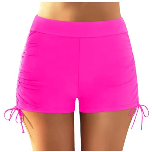 Femme Grandes Tailles Cycliste de Bain à séchage Rapide Short de Bain Femme Long Maillot de Bain Femme Shorty Noir Bas de Bikini Short Boxer Taille Haute avec Poches Shorts de Plage à Séchage Mode