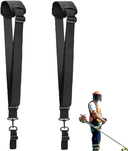 FWORUAIS Strimmer Harness Padded Belt Shoulder Strap - 2pcs Adjustable Strimmer Harness for Petrol Grass Trimmers, Brush Cutters, Garden Tools, Compatible Most Grass Trimmer, Anti-Slip Straps