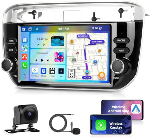Motorsi 1 Din Autoradio für FIAT Punto 2010–2016 Linea 2012–2015, 2G+64G Android 15 Stereo Radio Wireless IOS Carplay Android Autoradio DAB+ GPS WiFi FM/RDS, AHD Rückfahrkamera und Mikrofon